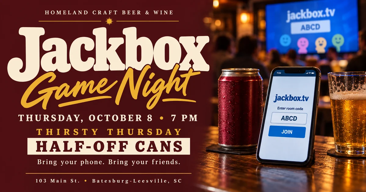 Jackbox + Thirsty Thursday at Homeland Craft Beer & Wine on 2026-10-08