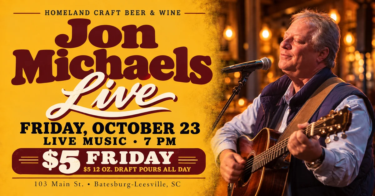 Jon Michaels Live + $5 Friday at Homeland Craft Beer & Wine on 2026-10-23